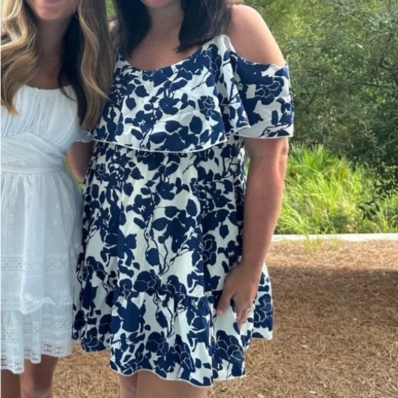 Navy and White Dress- size 12/XL - Picture 2 of 3